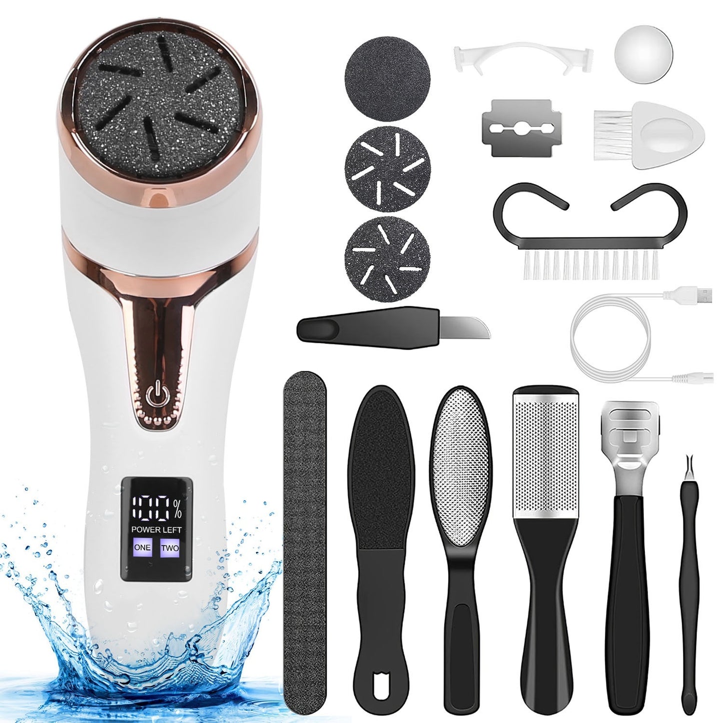 17Pcs Electric Foot Callus Remover With Vacuum Foot Grinder