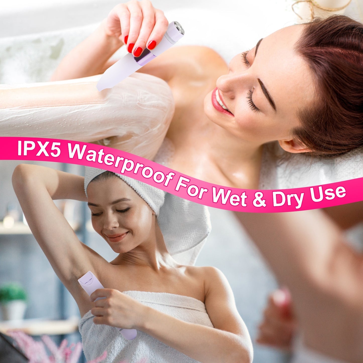 1Pc 2 In 1 Bikini Trimmer For Women Dual Head Cordless Body Shaver