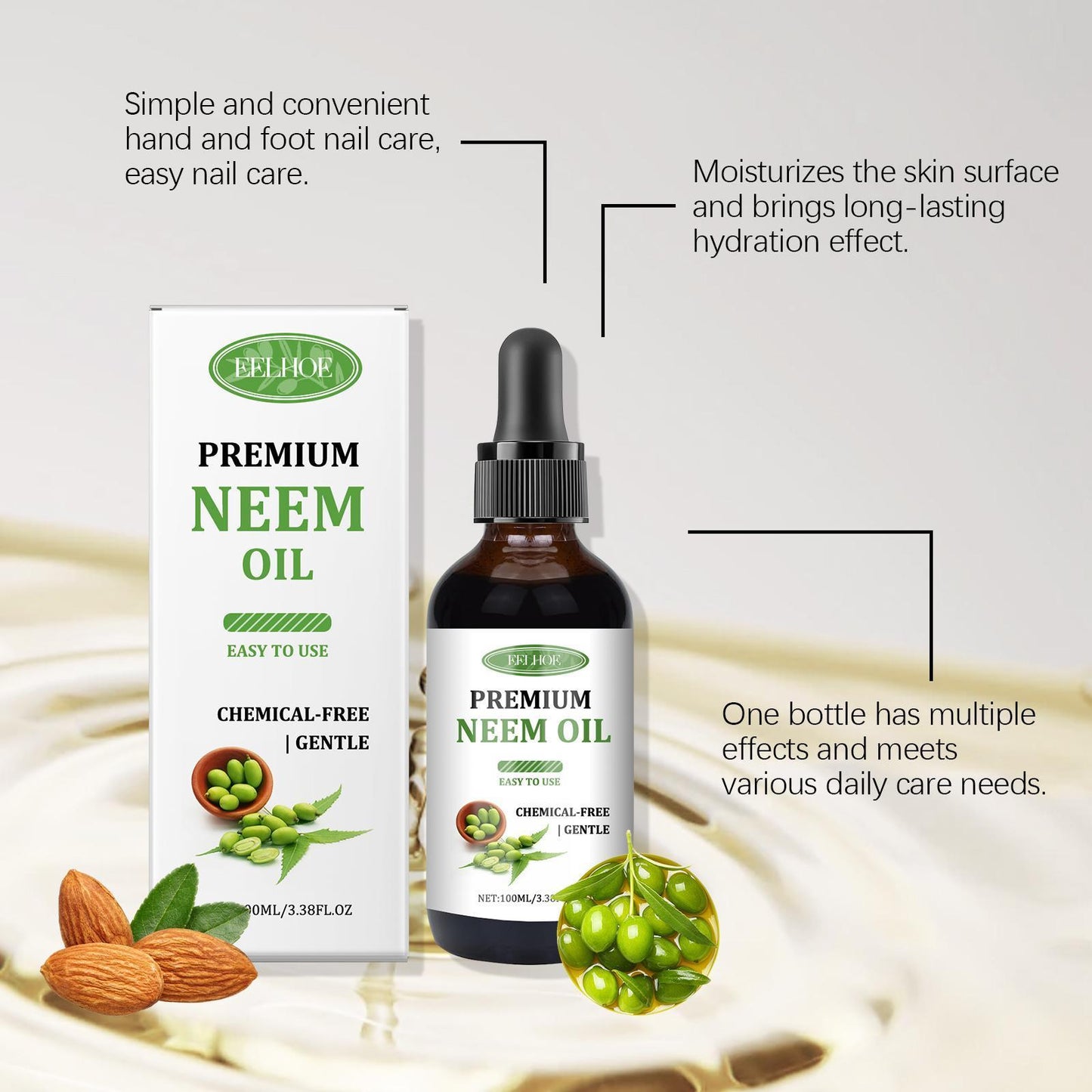 Yihe Neem Oil Care Essential Oil Nourishes Scalp Skin Neem Oil Massage Oil