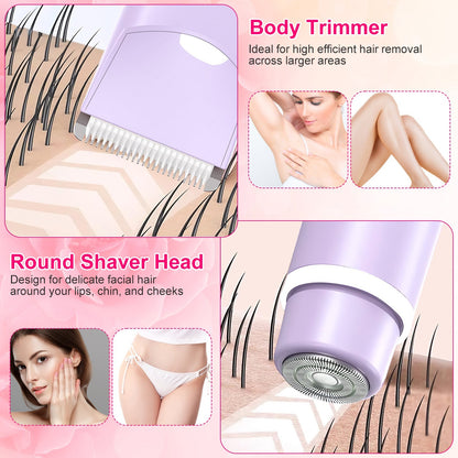 1Pc 2 In 1 Bikini Trimmer For Women Dual Head Cordless Body Shaver
